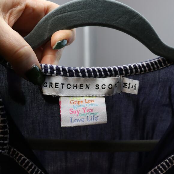 Gretchen Scott Navy Embroidered Tunic Dress Size M - Picture 3 of 3